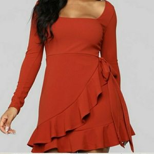 Rust Wrap Dress